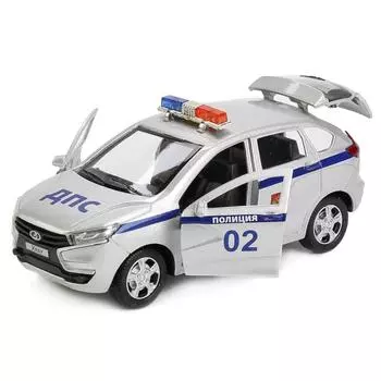 Металлическая инерционная машина – LADA XRAY Полиция, 12 см, открывающиеся двери и багажник