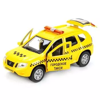 Металлическая инерционная машина Nissan Terrano - Такси, 12 см., Технопарк, SB-17-47-NT-WB