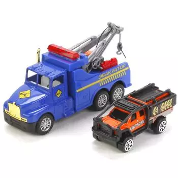 Металлическая инерционная модель – Автотягач-эвакуатор с машиной, 20 см