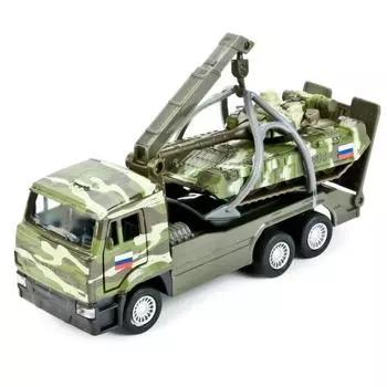 Металлическая инерционная модель – КамАЗ эвакуатор и танк Т-90, 12 и 7,5 см