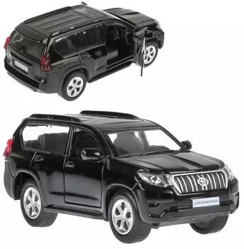 Металлическая инерционная модель – Toyota Prado, 12 см, открываются двери, черный, свет и звук