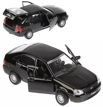 Металлическая модель Технопарк Lada Priora хэтчбек, черная, 12 см, открываются двери, инерционная