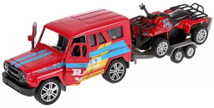 Металлическая модель – UAZ Hunter с квадроциклом на прицепе, 11,5 см