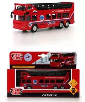 Металлический двухэтажный автобус, 15 см