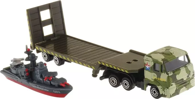 Металлический набор - Вооружённые силы. Камаз-перевозчик с кораблем на прицепе
