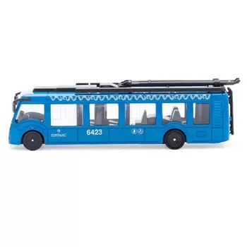 Металлический троллейбус новый 15 см, открываются двери, инерционный