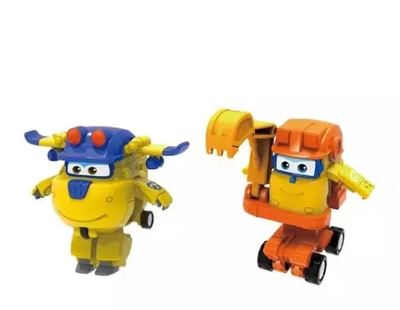 Super Wings. Мини-трансформеры 2 в 1 из серии Супер Крылья - Донни и Скуп команда Строителей