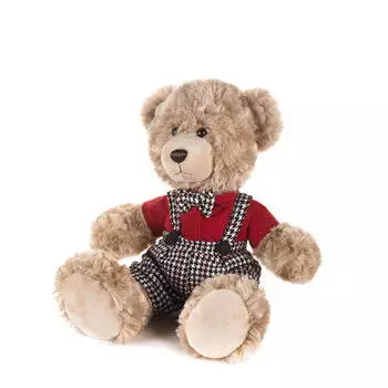 Мишка Ричард в клетчатых штанишках и красной рубашке, 20 см