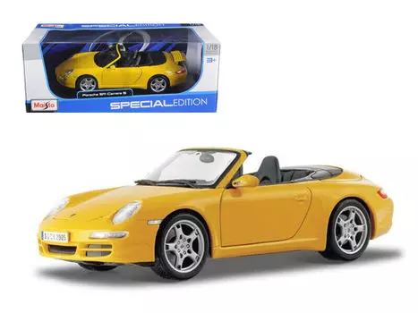 Модель машины - Porsche 911 997 Carrera S Cabrio Yellow, 1:18