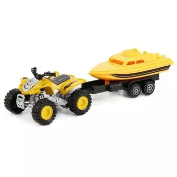 Модель металлическая инерционная - Квадроцикл с прицепом 17 см, подвижные элементы