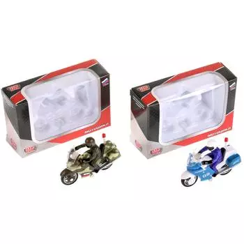 Модель металлическая - Мотоцикл, 7 см, с фигуркой )