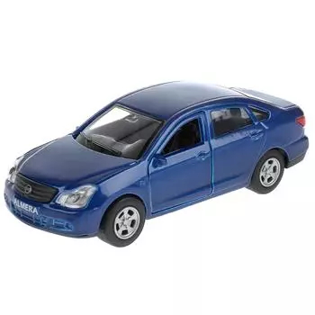 Модель Nissan Almera, 12 см, открываются двери, инерционная, синяя -WB)