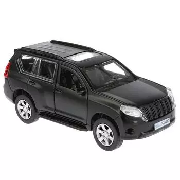 Модель Toyota Prado, матовая черная, 12 см, открываются двери, инерционная