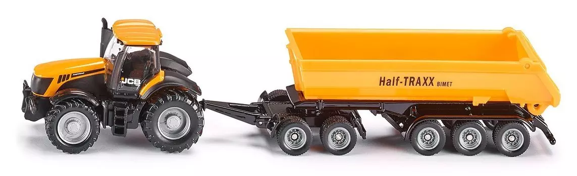 Модель трактора с прицепом-кузовом, желтый, 1:87