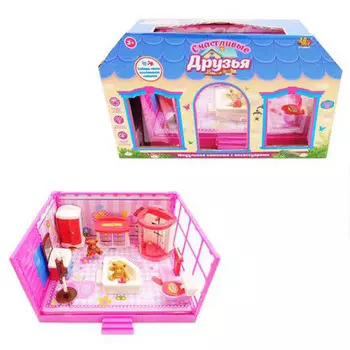 Модульная ванная комната - Счастливые друзья, в наборе с мебелью и фигурками животных, 11 предметов