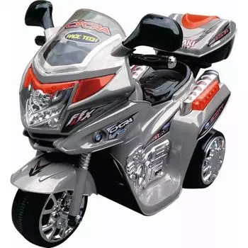 Мотоцикл Bugati на аккумуляторе, серый, свет и звук