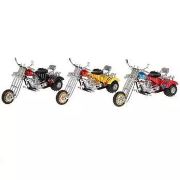 Мотоцикл металлический Трайк 18 см, свет, звук, выдвижная подножка, вращается руль