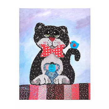 Мозаика из пайеток на холсте - Кошки-мышки