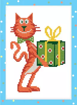 Мозаика кристальная - Кот с подарком