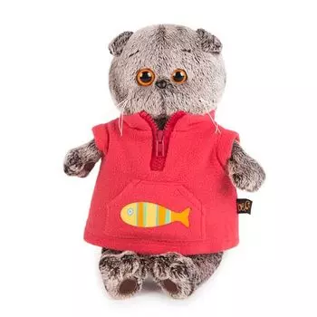 Мягкая игрушка – Басик в красном флисовом жилете