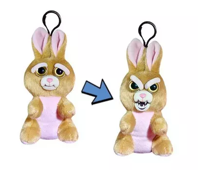 Мягкая игрушка Feisty Pets - Заяц коричневый с карабином, 11 см