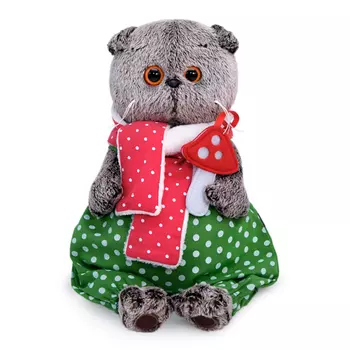 Мягкая игрушка - Кот Басик с мухомором, 22 см