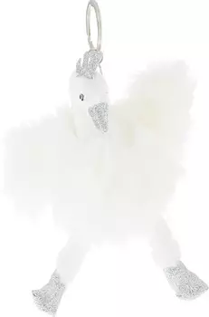 Мягкая игрушка - Лебедь белый с карабином, 9 см