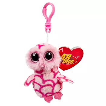Мягкая игрушка на брелоке – Совенок, розовый, 12 см