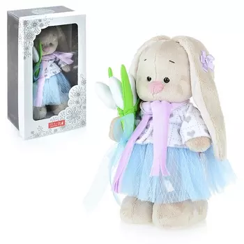 Мягкая игрушка - Зайка Ми с белыми тюльпанами, малый