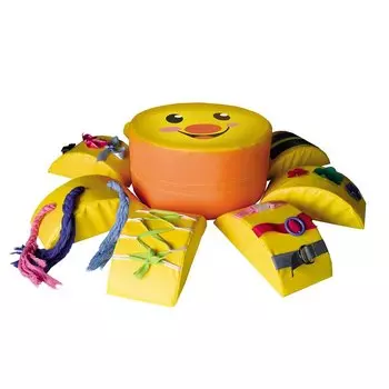 Мягкий дидактический модуль пуф – Солнышко, со шнуровками, ремешками и ленточками