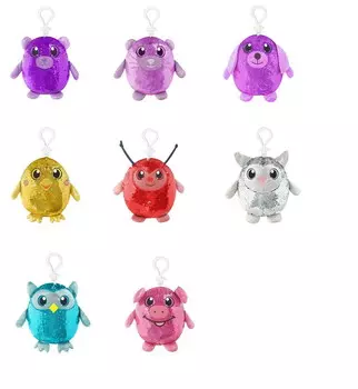 Мягконабивная фигурка Shimmeez - Животные в пайетках с карабином, 9 см