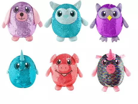 Мягконабивные фигурки животных в пайетках из серии Shimmeez , 20 см.