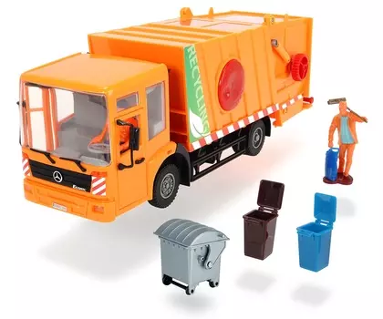 Мусоровоз Mercedes, 38 см., 1:24, свободный ход и аксессуары