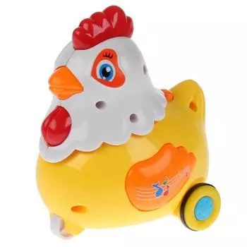 Музыкальная каталка курочка, 25 песен, звуков и фраз, инерционный механизм, свет