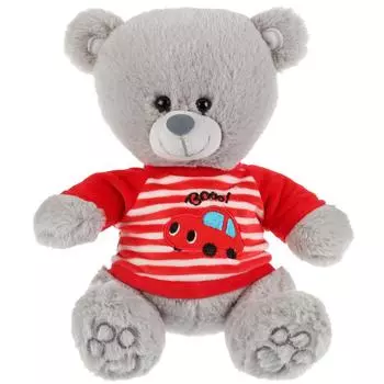 Музыкальная мягкая игрушка – Медведь в футболочке с машинкой, стихи А. Барто, 22 см