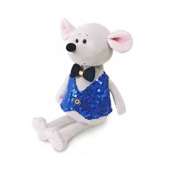 Мышонок Стасик в синей жилетке, 21 см