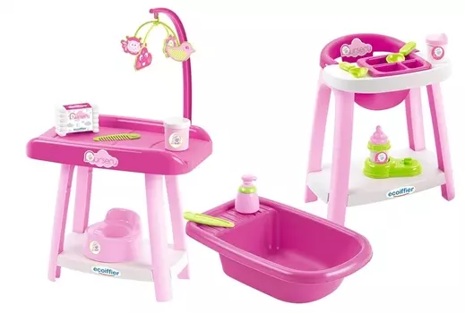 Набор 3 в 1 по уходу за куклой, 15 предметов