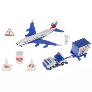 Набор Аэропорт: самолет 14 см., машинка, знаки, аксессуары