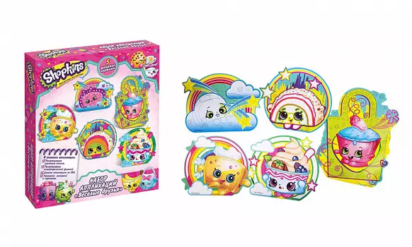 Набор аппликаций Веселые Друзья, 5 картинок из серии Shopkins