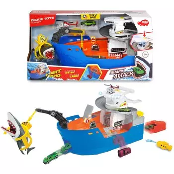 Набор - Атака акулы: корабль, 1 die-cast машинка, 1 die-cast вертолет, подводная лодка, акула, аксессуары