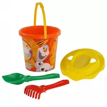 Набор Disney Холодное сердце №11: ведро с наклейкой, ситечко Солнышко, лопатка №5, грабельки №5