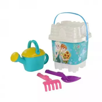 Набор Disney Холодное сердце №18: ведро-замок большое с наклейкой, ситечко-замок большое, лопатка №32, грабельки №32, лейка №8