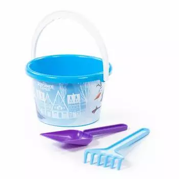 Набор Disney - Холодное сердце №5: ведро среднее с наклейкой, лопатка, грабельки