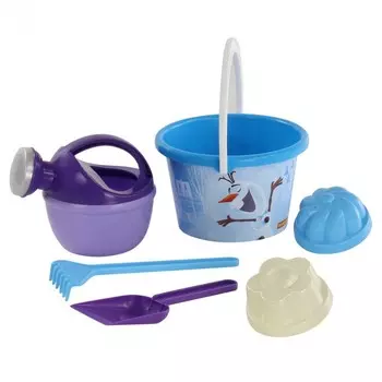 Набор Disney Холодное сердце №8: ведро среднее с наклейкой, лопатка, грабельки, 2 формочки, лейка малая №4