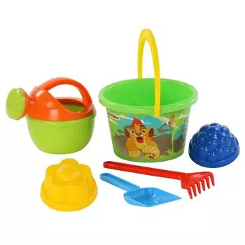 Набор Disney - Хранитель Лев №6: ведро среднее с наклейкой, лопатка, грабельки, 2 формочки, лейка малая №4