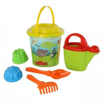 Набор Disney - Хранитель Лев №9: ведро с наклейкой, ситечко Солнышко, лопатка №5, грабельки №5, 2 формочки, лейка №10