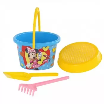 Набор Disney Минни №6: ведро среднее с наклейкой, ситечко, лопатка, грабельки