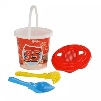 Набор Disney/Pixar Тачки №19: ведро с наклейкой, ситечко Солнышко, лопатка №5, грабельки №5