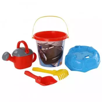 Набор Disney/Pixar - Тачки №27: ведро большое с наклейкой, ситечко большое №3, лопата №6, грабли №6, лейка №8