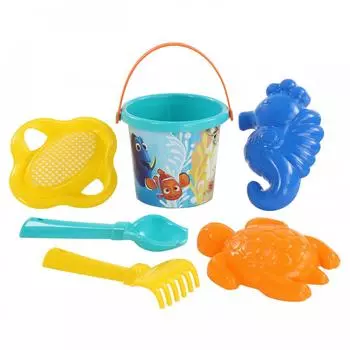 Набор Disney/Pixar - В поисках Немо №3: ведро малое с наклейкой, ситечко-цветок, совок №2, грабельки №2, 2 формочки